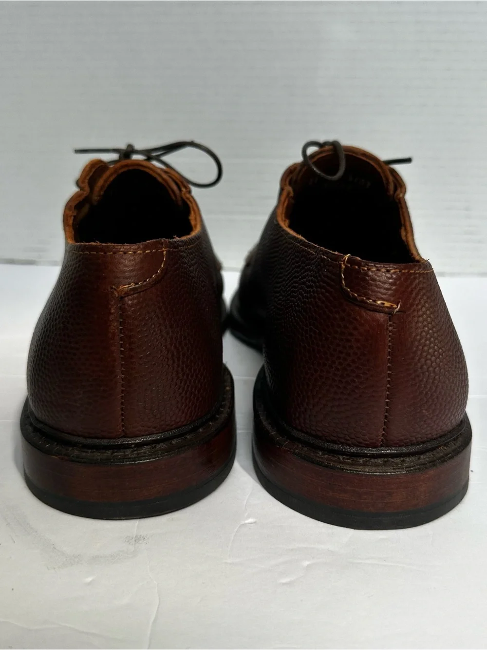 ALLEN EDMONDS Men’s Wine Brown Leather Gridiron Oxford Pebbled Shoes- Size 11